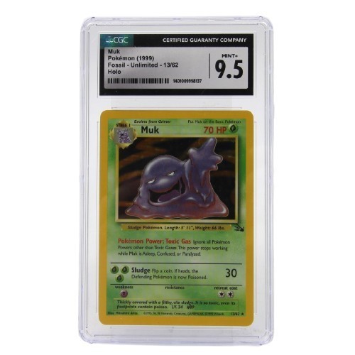 Cgc Muk Pokemon 1999 Fossil Unlimited 13 62 Holo Mint 9 5 Green