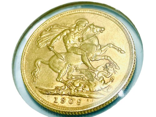 1909 Great Britain King Edward Vii St George Sovereigh Coin Gold ...