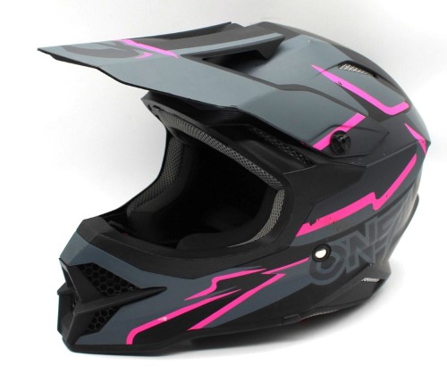 hot pink and black motorcycle helmet