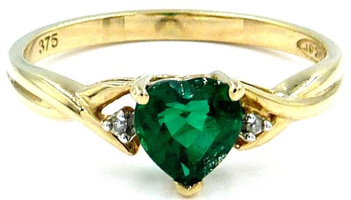 Byron Emerald And Diamond 9ct Yellow Gold Ring With Stone Size O ...