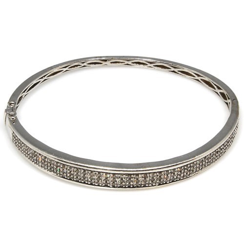 Angus & Coote 9ct White Gold Diamond Bangle - 7.5cm 14.94G 1.12ct TDW ...