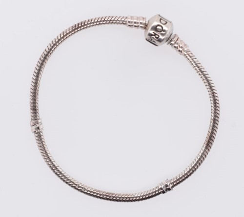 Pandora Moments Snake Chain No.590702 Silver Bracelet - 18cm 14.15G ...