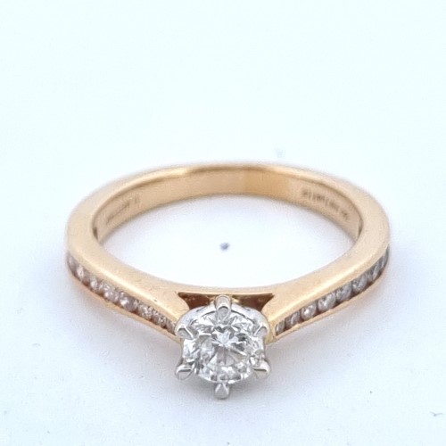 Solitaire/Side Diamond Ring 14ct Yellow And White Gold Ladies Diamond ...