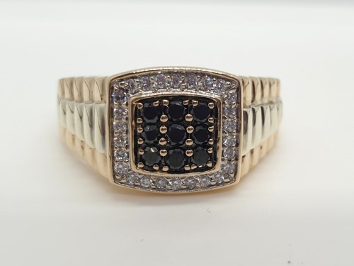 10ct Two Tone Gold Mens Diamond Ring Size Z4 0.49ct TDW | 028200123363 ...