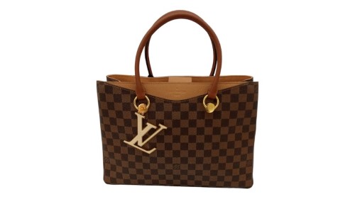 Louis Vuitton Riverside Damier Ebene Satchel Shoulder Bag Brown Black Orange