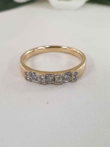 9K Gold Diamond Vintage Ring 9ct Yellow Gold Ladies Jewellery Ring Size ...