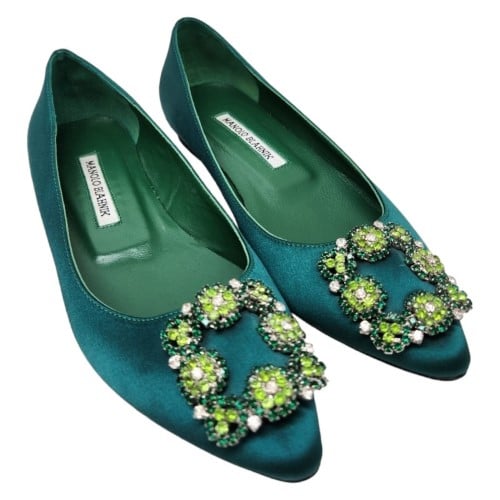 Green manolo 2025 blahnik shoes