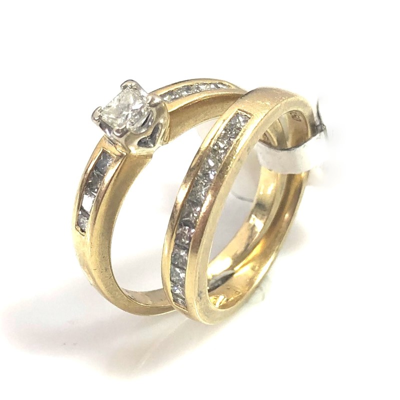 18ct Diamond Wedding Set 18ct Yellow Gold Ladies Diamond Ring Size L ...