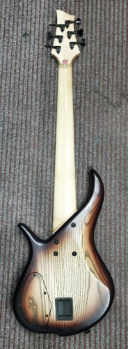 brown bass guitar