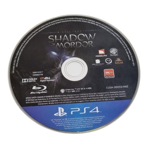 Shadow Of Mordor (Disc Only) Playstation 4 (PS4) | 000900236532 | Cash ...