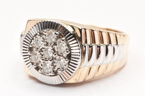 Val $3900 0.25ct TDW 10K 10ct Two Tone Gold Mens Diamond Ring Size U 0 ...