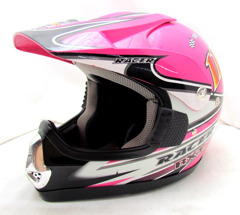 pink motocross helmet