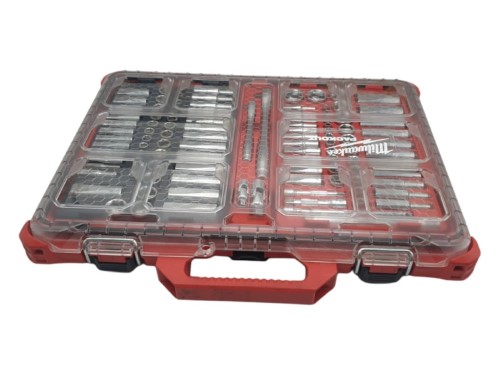 Milwaukee 1/4"-3/8” Ratchet Socket Set W/Packout Case - 106PC Red ...