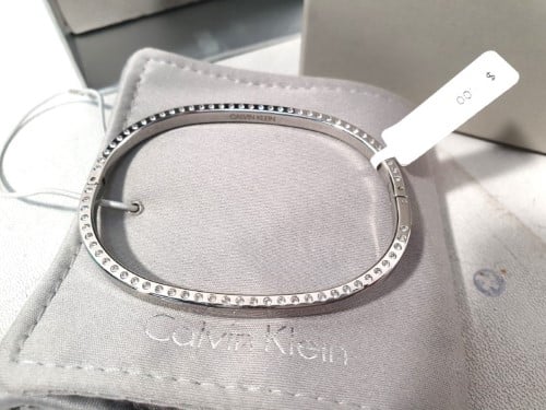 Calvin Klein Stainless Hinged Bangle With Swarovski Crystals Metal ...