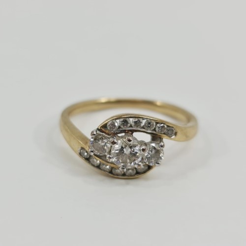 Val55 9Kt Champange Diamond Trilogy 9ct Yellow Gold Ladies Ring Size Q½ ...