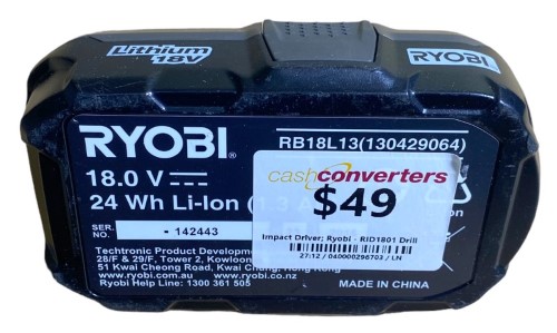 Ryobi battery deals rb18l13