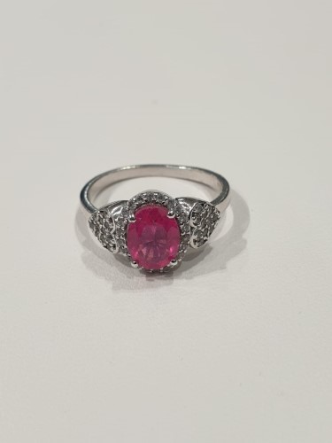 Ladies Silver Ring With Pink Stone And Cz Silver Ladies Ring With Stone ...