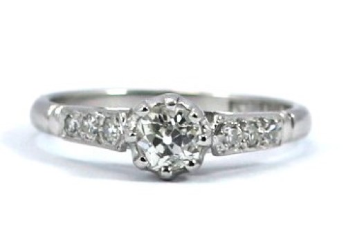 18K Palladium 0.50Cts TDW Old & Single Cut White Gold Ladies Diamond ...