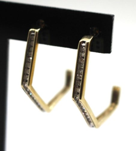 9ct Earrings Yellow Gold Earring Pierced 3.62G 0.32ct TDW ...