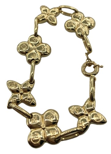 14K Gold Four Leaf Clover Charm Bracelet