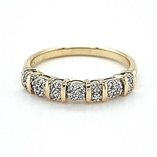 Diamonds Set In Mini Clusters In The Raised Setting 9ct Yellow Gold ...