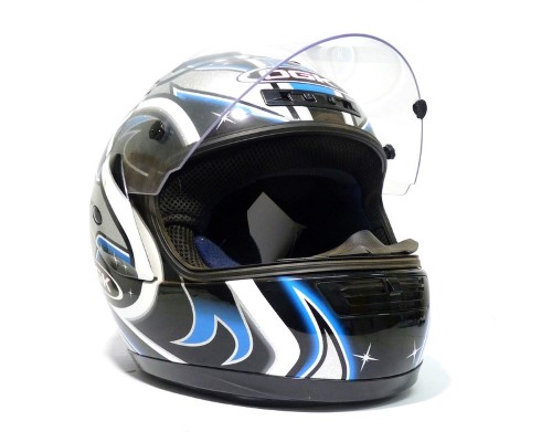 blue motorcycle helmets