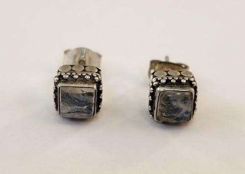 Blue stone store stud earrings