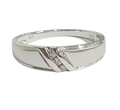 Mens 3 store diamond wedding band