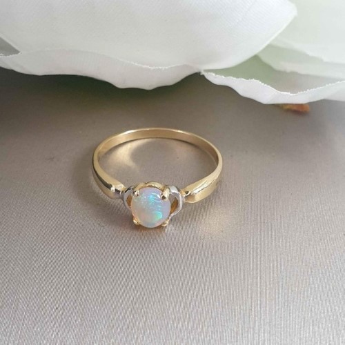 14K Gold Opal Ring 14ct Yellow Gold Ladies Jewellery Ring Size L½ ...