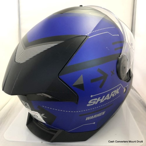 blue and black motorbike helmet